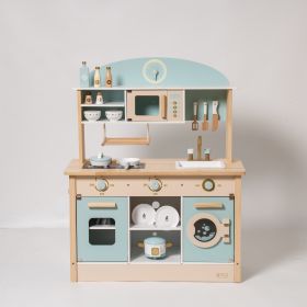 Modern Style Toy Kitchen Set for Boys& Girls 3+, Great Gift for Christmas, Party, Birthday(Blue & Gold)